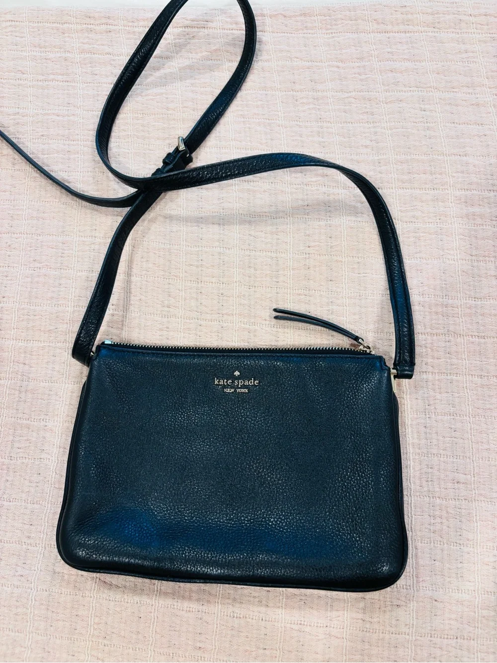 kate spade Black Pebbled Leather Crossbody with Gold Hardware
